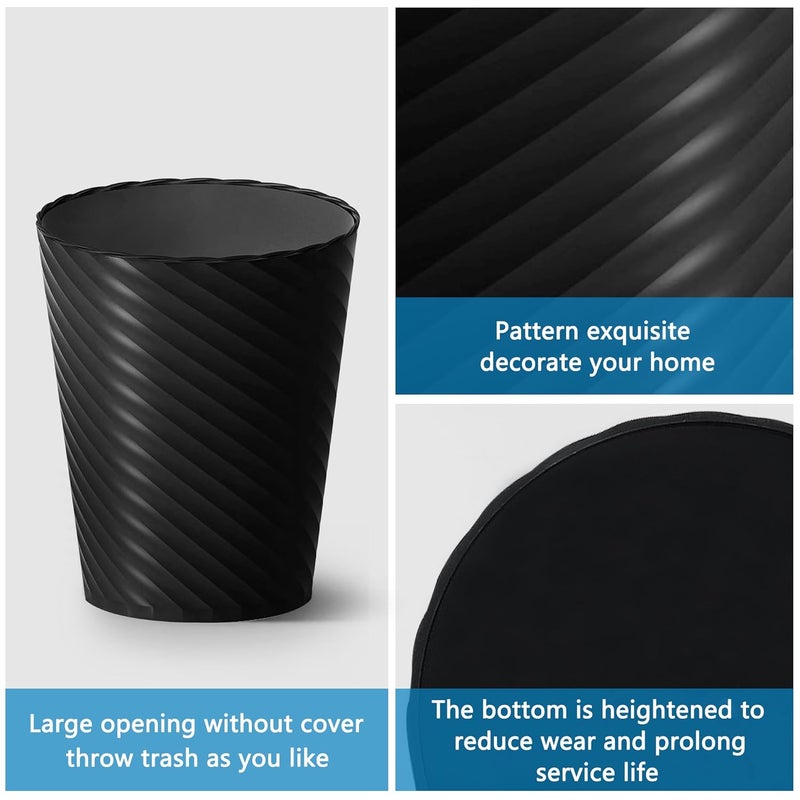 Lysam Bathroom Trash Can, 8 Pack 1.8 Gallons Small Trash Can with Trash Bags, Bathroom Garbage Can, Plastic Trash Bin, Round Waste Basket for Living Room, Bedroom, Office, Kitchen, Compact Space (Black) - Image 4